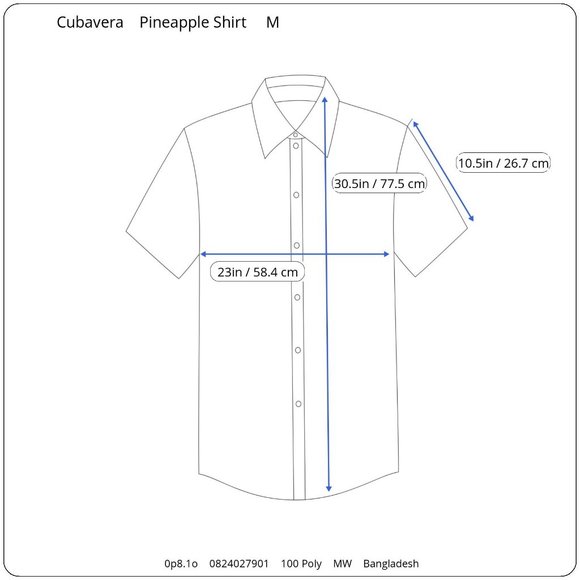 Cubavera Hawaiian Shirt Mens M Pineapple Floral Tiki Aloha Vacation Leaves - Picture 11 of 11